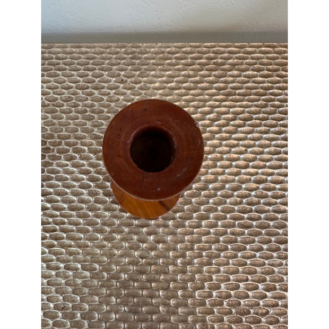 Vintage Handcarved 11” Walnut Modernist Candleholders -A Pair For Sale - Image 12 of 16