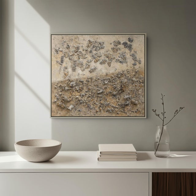 Original Abstract Relief Landscape Oil Painting by Diane Grant Mixed media. Oil on canvas. Signed on the back. Unframed....