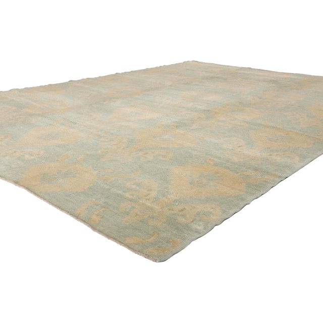 50729 Vintage Modern Turkish Oushak Rug, 09'03 x 12'06. Like morning mist rising over the Anatolian highlands, this hand-...