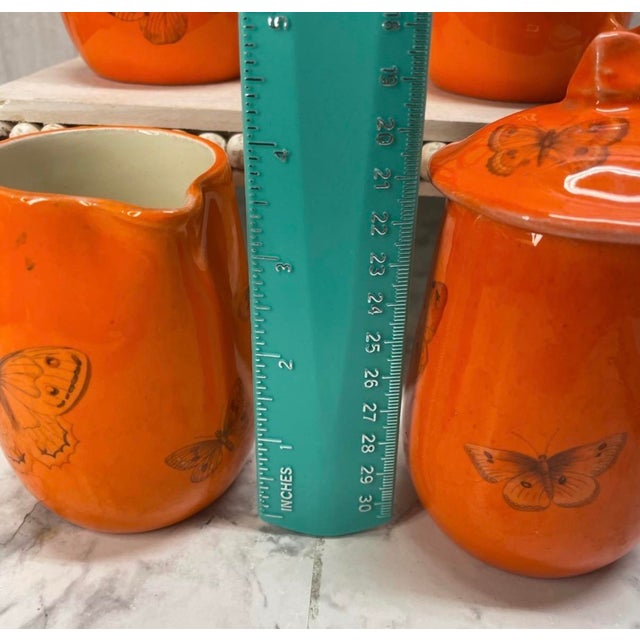 Vintage 1960's Mid Century Modern Cottage Core Butterfly Coffee Mugs & Creamer Sugar Bowl Set - Set of 6 For Sale - Image 12 of 14