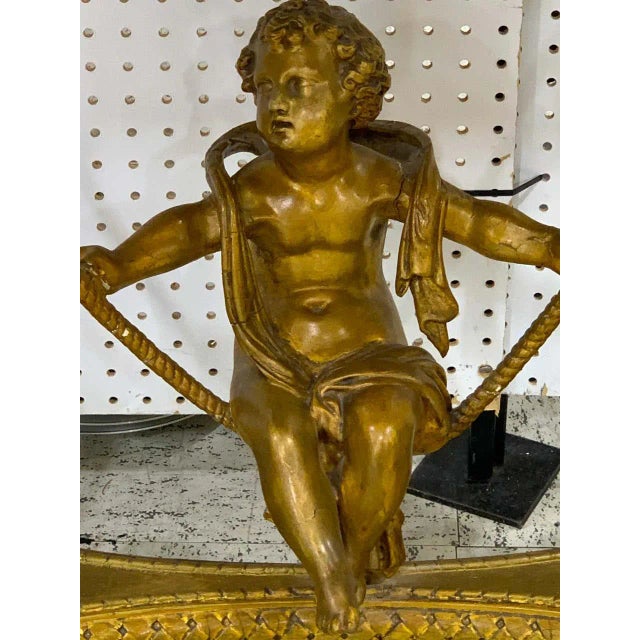 Victorian 19th Century French Giltwood Swinging Putto Marble Top Table/ Ferner For Sale - Image 3 of 13