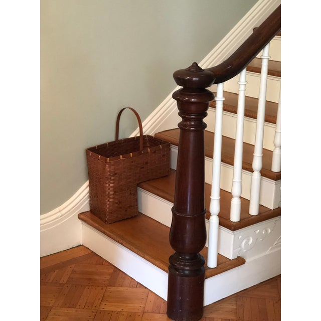 Mid-20th Century Rattan Stair Basket | Chairish