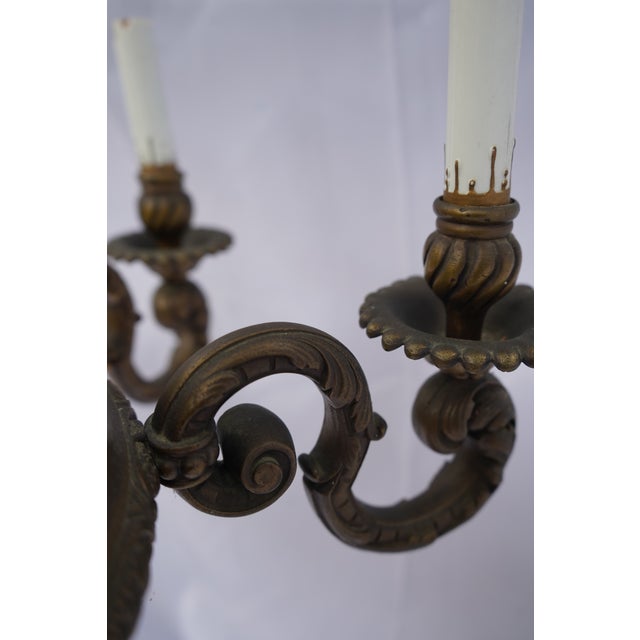 Monumental French Baroque Revival Eight-Light Cast Bronze Chandelier, Probably French, Circa 1915–1925 For Sale - Image 13 of 14