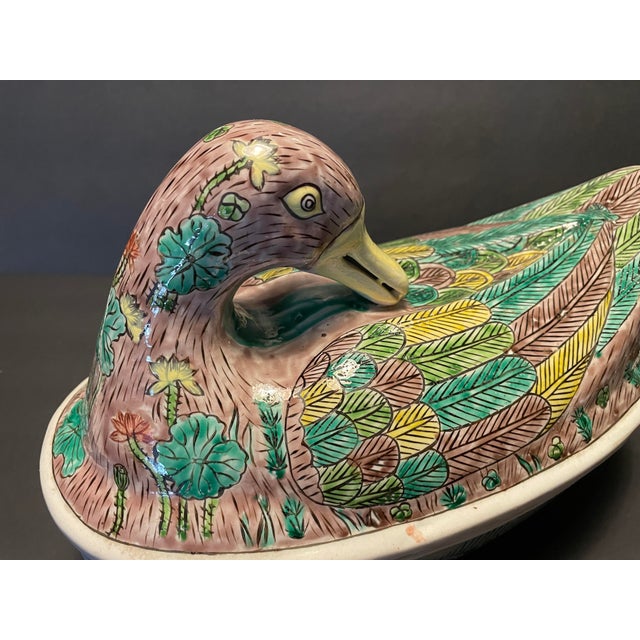 1920s Antique Chinese Duck Tureen For Sale - Image 5 of 11