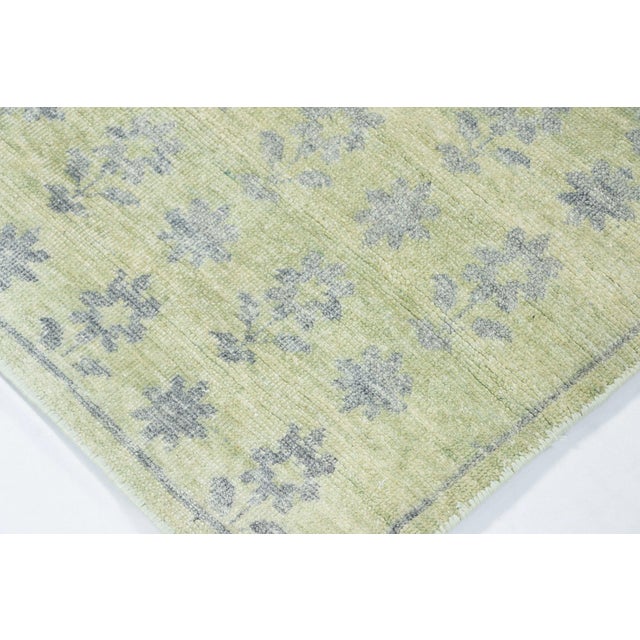 2010s Rug & Kilim’s Block Print Square Rug With Sage Green Field and Floral Patterns For Sale - Image 5 of 7
