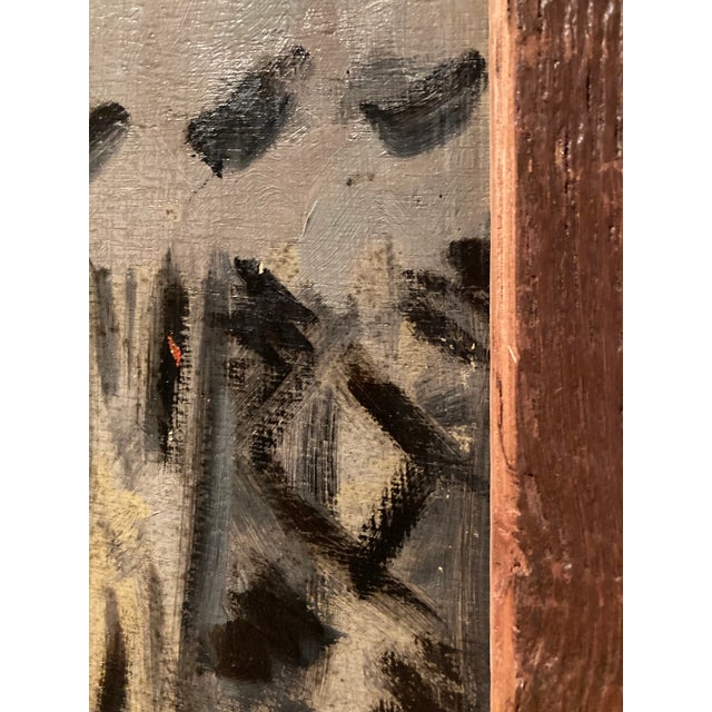 Paint Vintage Mid-Century Modern French Still Life Orange Flowers Painting For Sale - Image 7 of 11