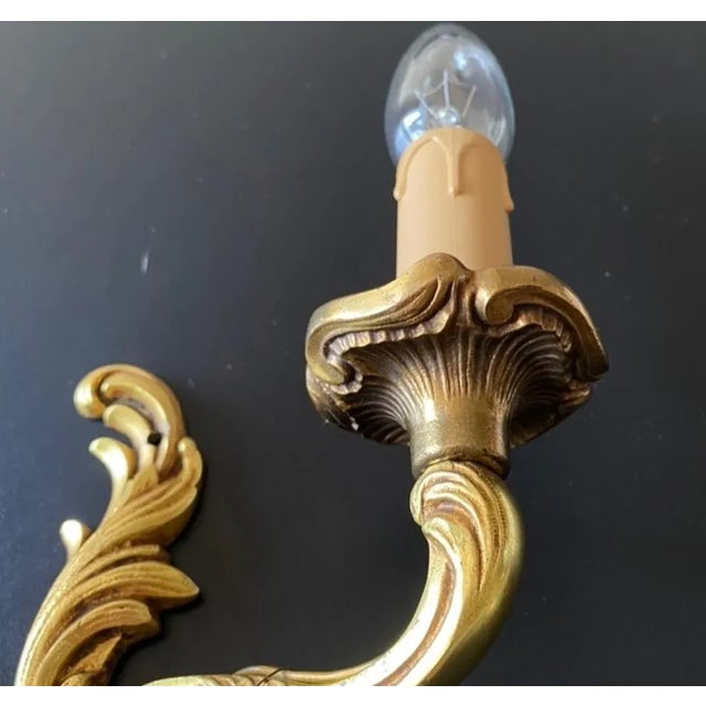 French Bronze Wall Lamps, 1960s, Set of 2 For Sale - Image 10 of 11