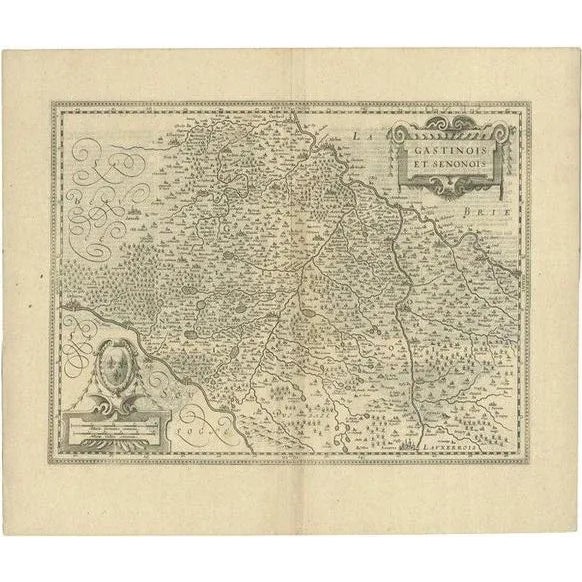 Antique Map of Étampes and Sens by Janssonius, 1650s For Sale - Image 5 of 5