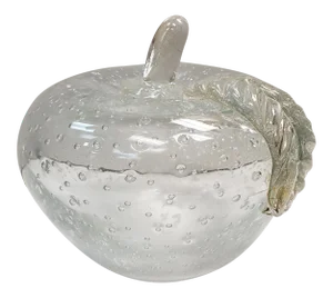 Circa 1970 Italian Murano Glass Bullicante Gold Flecks Apple Sculpture Attributed to Alfredo Barbini