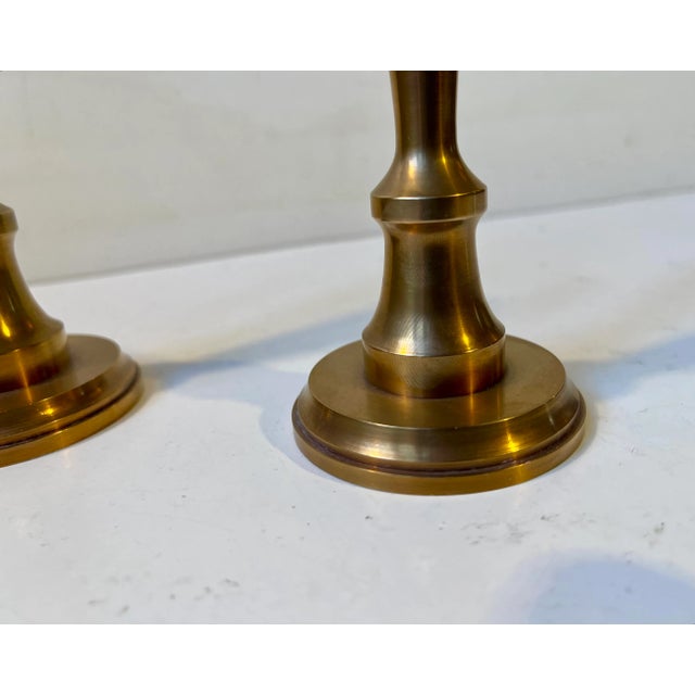 1970s Mid-Century Scandinavian Candlesticks in Bronze by Th. P., 1970s, Set of 2 For Sale - Image 5 of 6