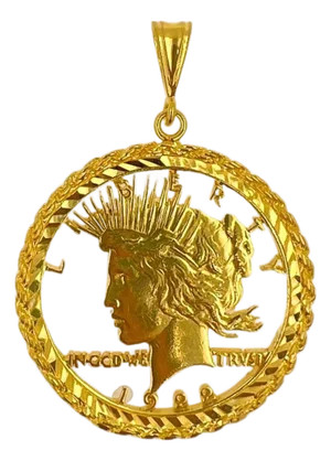 Genuine Vintage American Usa Dollar Coin Lady Liberty Yellow Gold Vermeil Sterli
