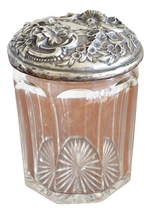 Crystal Box with Floral Decor in Sterling Silver, 1900s