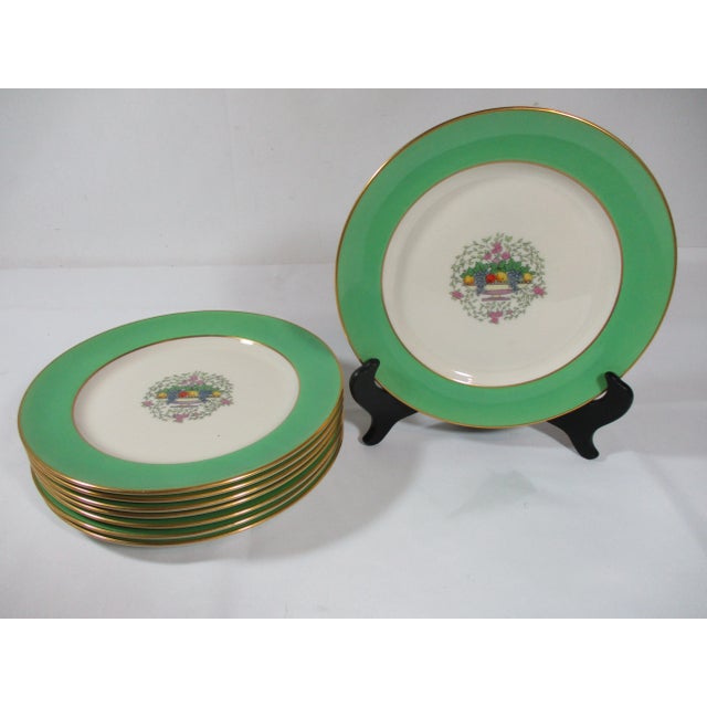 Ceramic Antique Lenox Sumerset Green Luncheon Plates- Set of 8 For Sale - Image 7 of 7