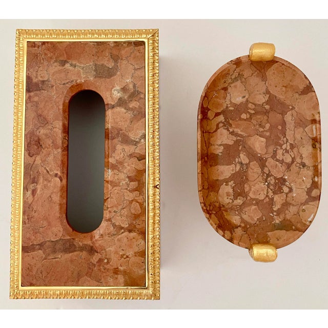 1980s Neoclassical Marble Tissue Box & Soap Dish For Sale - Image 5 of 10