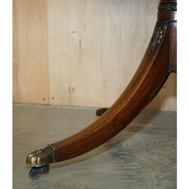 Brown Large Antique Carved Hardwood & Green Leather Tilt Top Centre Table For Sale - Image 8 of 18