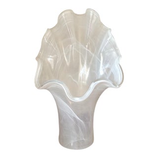Vintage Tall Italian Murano-Style Alabastro Glass Vase, 18" For Sale