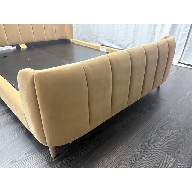 Contemporary Rh Valentina Upholstered Bed — Queen | Camel Performance Velvet For Sale - Image 3 of 18