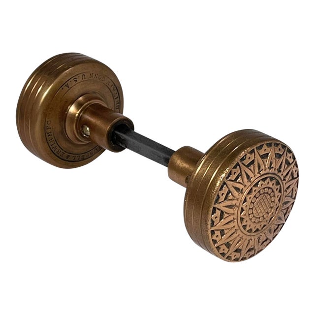 1880s Rare Antique American Bronze Door Knobs - A Pair For Sale