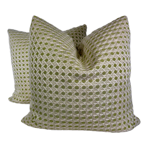 Brunschwig & Fils "Monterey Woven Texture" in Citron Green 22" Pillows-a Pair