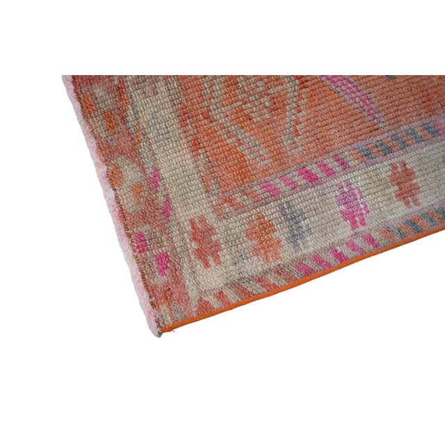 1970s Hand-Knotted Turkish Narrow Runner Rug . Low Pile Hallway Decor 2′4″ × 11′1″ For Sale - Image 11 of 12