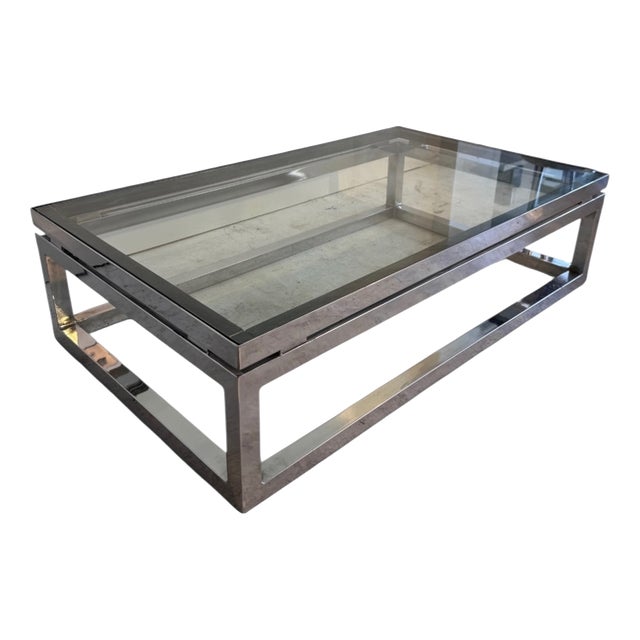 Chrome and Glass Coffee Table from American Design Association, 1970 For Sale