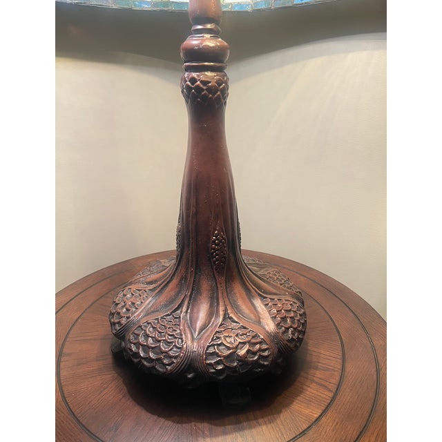 Bronze 1920s Authentic Tiffany Peony Design Table Lamp For Sale - Image 8 of 8