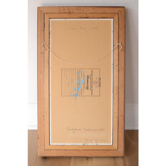 Blue Eugene Schmidt Morro Bay Sailboat at Sunset Painting For Sale - Image 8 of 8