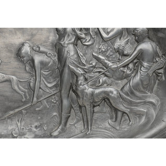 Decorative French Art Nouveau Dish in Tin, 1910 For Sale - Image 3 of 10