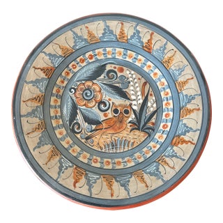 1970s Tonala Folk Art Pottery Wall Plate For Sale