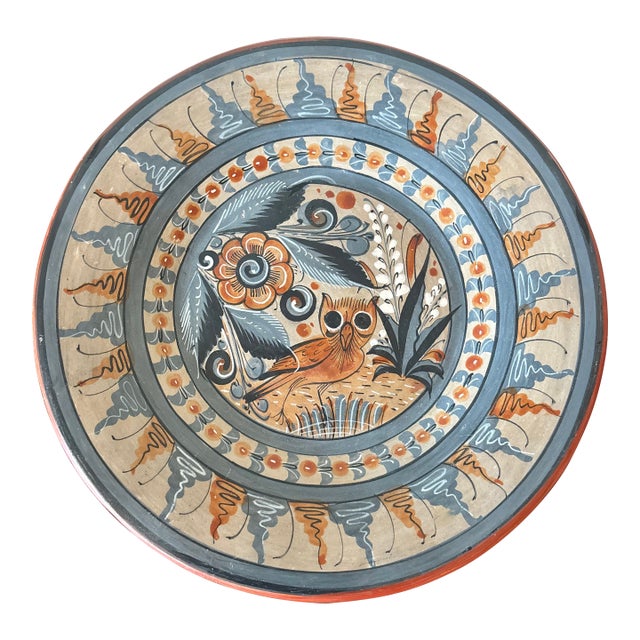 1970s Tonala Folk Art Pottery Wall Plate For Sale