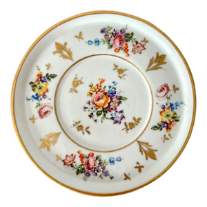 Vintage Pâte De Limoges Plate - Couleuvre France - Rose & Floral Hand Painted With Gold Accents