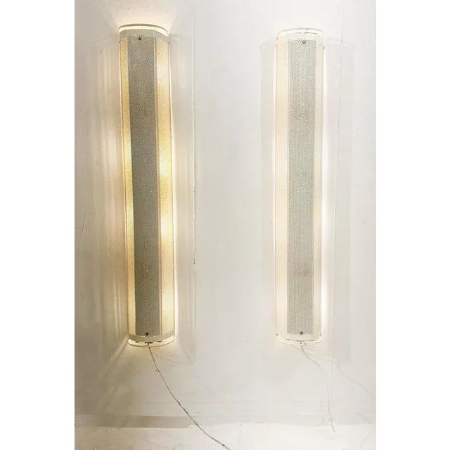 White Perforated Metal Wall Lights, 1980, Set of 2 For Sale - Image 3 of 11