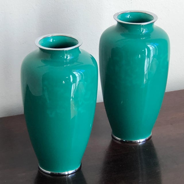 Japanese WIreless Cloisonné Vases — a Pair For Sale In Baltimore - Image 6 of 12