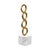 New special order item. Not vintage. STACKED CIRCLE SHAPED TEXTURED BRASS SCULPTURE WITH WHITE MARBLE BASE 4"W x 18"H x...