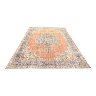 Oversized Vintage Distressed Oushak - 102" X 155" For Sale