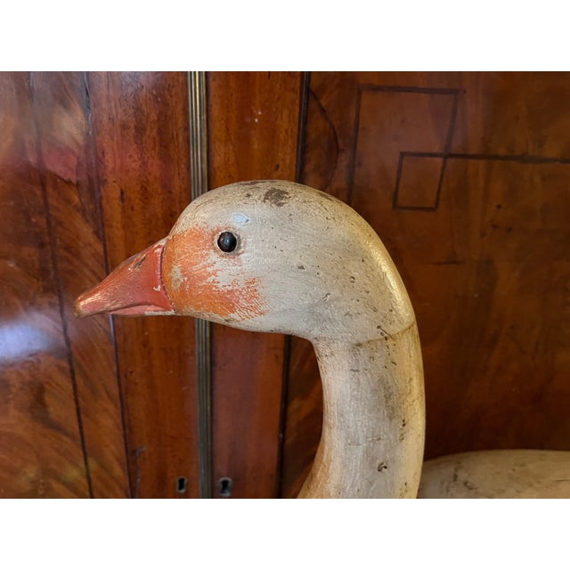 Antique Carved Wood & Paint Decorated Snow Goose Waterfowl Bird Decoy Circa 1920 For Sale - Image 9 of 18