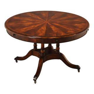 Theodore Alexander Regency Style Flame Mahogany Round Expanding Dining Table For Sale