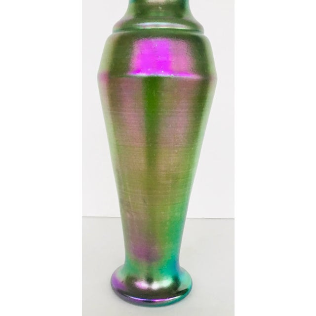 Timeless Vintage 1930’s Green Iridescent Kralik Czech Art Glass Vase