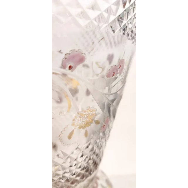 Hand Painted Carved Glass Vase, France, 1960s For Sale - Image 4 of 13