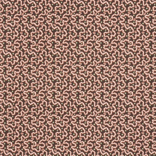 SAMPLE - Schumacher Leonie Vermicelli Fabric In Sepia For Sale
