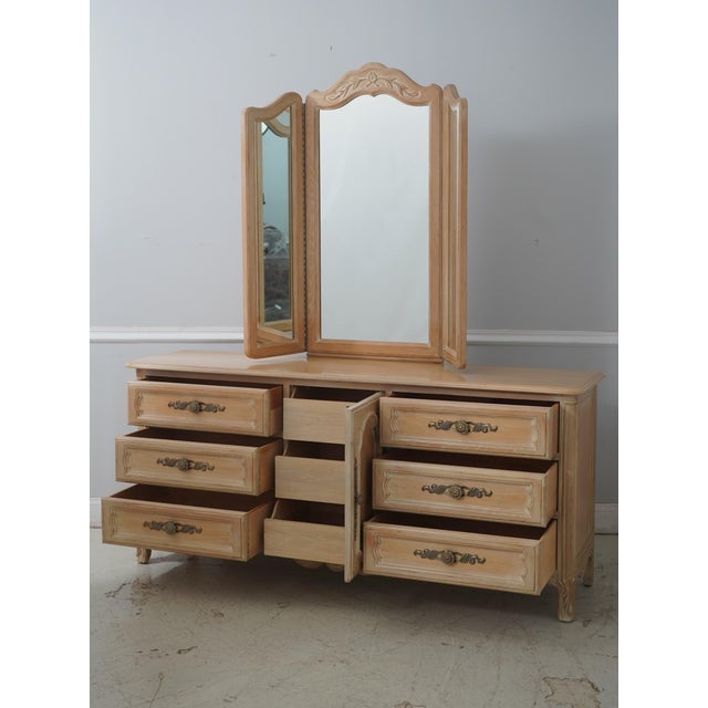French Provincial Drexel Cabernet Classics French Provincial Dresser W. Trifold Mirror For Sale - Image 3 of 18