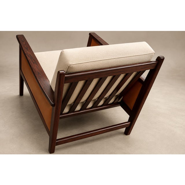 Brazilian Modern Armchair in Rosewood, Leather & Linen, Fatima, 1960s For Sale - Image 9 of 18