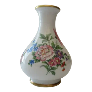 Mid 20th Century Limoges Alfred Orlik Porcelain Vase With Gold Borders Hand-Painted