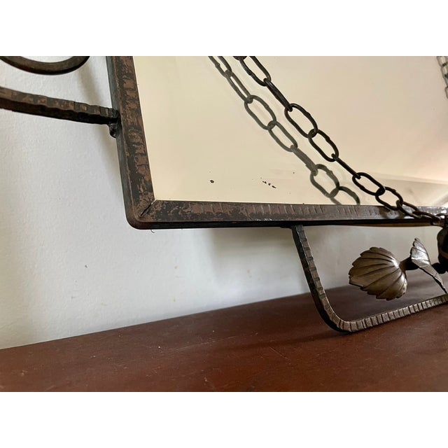 20th Century Rectangular Beveled Wrought Iron Mirror, France, 1920s For Sale - Image 4 of 9