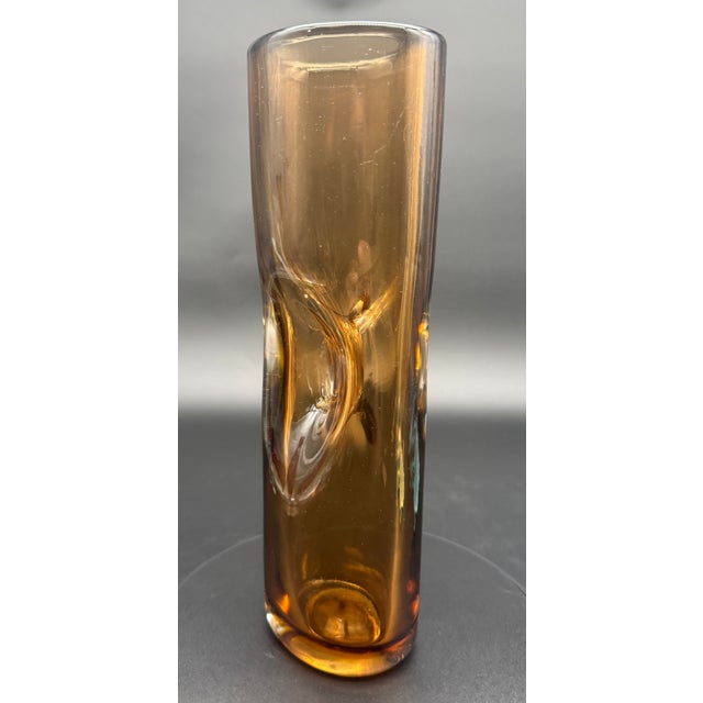 Fulvio Bianconi Vintage Venini Forati Vase by Fulvio Bianconi, Amber Murano Glass, Italian Mid Century Modern Art Glass, Circa 1951 For Sale - Image 4 of 18