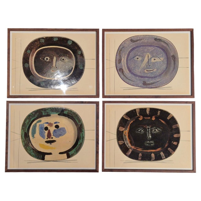 After Picasso, Céramiques de Picasso Plates, 1948, Prints, Framed, Set of 4 For Sale - Image 9 of 9