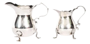 Antique Victorian Sterling Silver Graduating Cream Jugs, 1868, Set of 2