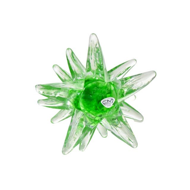 Large 10” hand blown green swirl art glass Christmas table ornament tree by Josef Marcolin, “Hand Sculptured; FM...