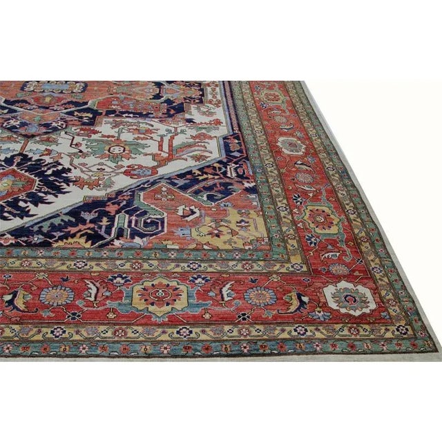 Traditional 1990s Handwoven Serapi Style Rug 11’10” X 14’10” For Sale - Image 3 of 7