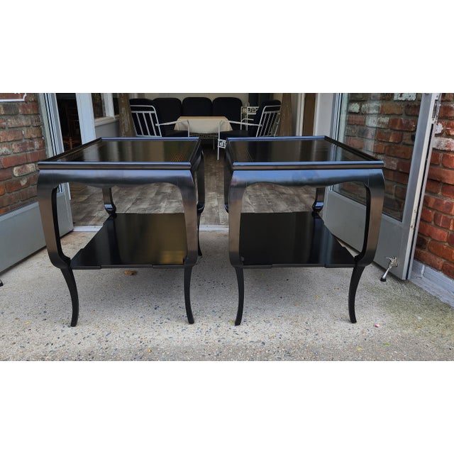 Late 20th Century Pair of Rose Tarlow Style Black Lacquer Chinoiserie Side Tables For Sale - Image 15 of 18